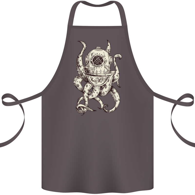 Steampunk Octopus Kraken Cthulhu Cotton Apron 100% Organic Dark Grey