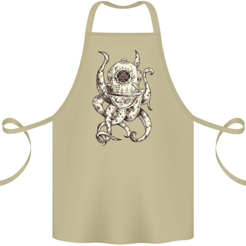 Steampunk Octopus Kraken Cthulhu Cotton Apron 100% Organic Khaki