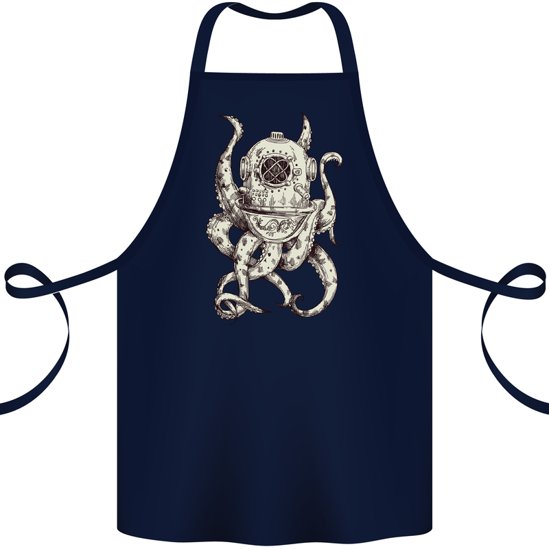 Steampunk Octopus Kraken Cthulhu Cotton Apron 100% Organic Navy Blue