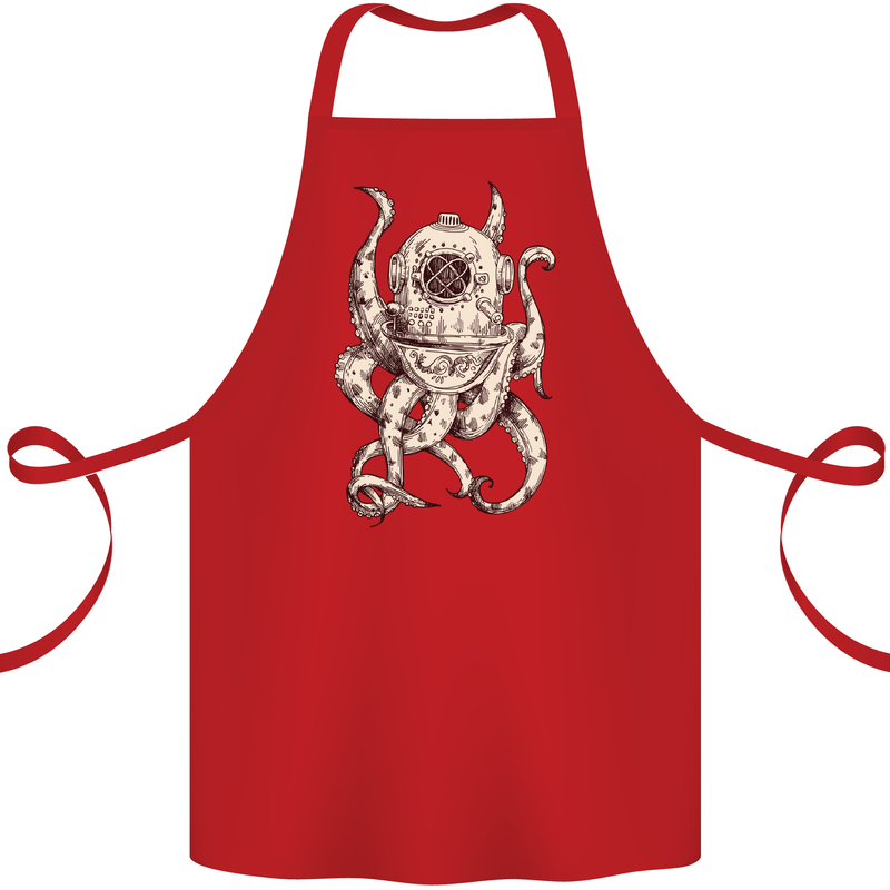 Steampunk Octopus Kraken Cthulhu Cotton Apron 100% Organic Red