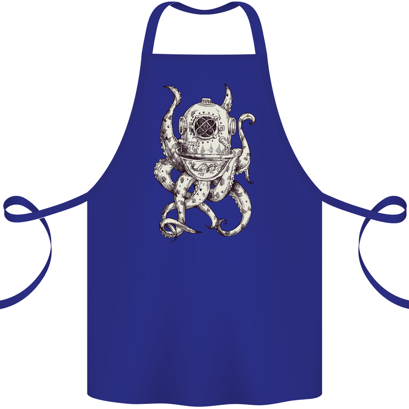 Steampunk Octopus Kraken Cthulhu Cotton Apron 100% Organic Royal Blue