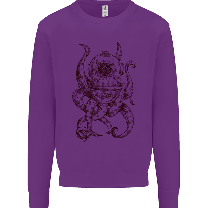 Steampunk Octopus Kraken Cthulhu Kids Sweatshirt Jumper Purple