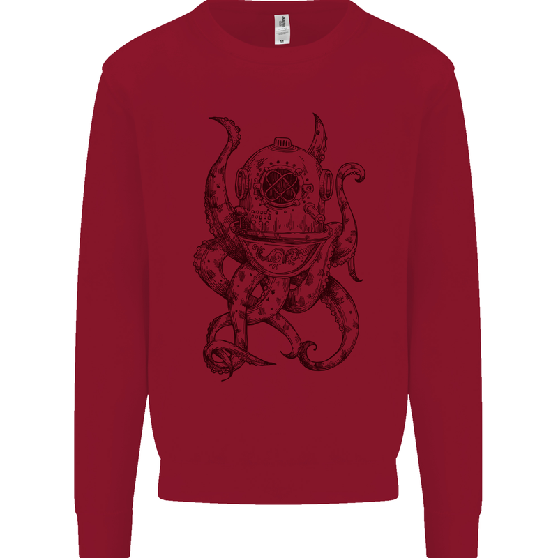 Steampunk Octopus Kraken Cthulhu Kids Sweatshirt Jumper Red