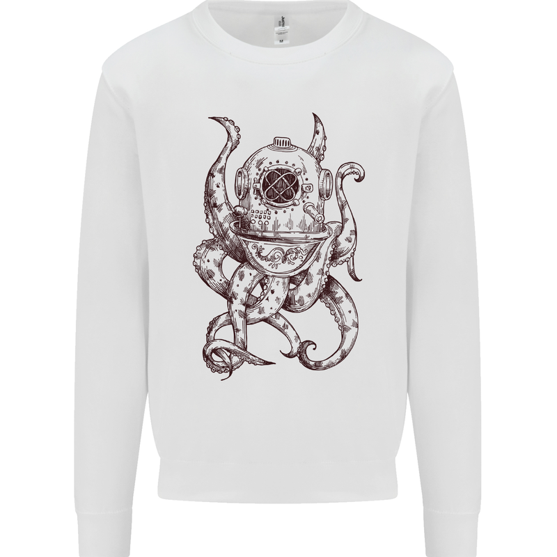 Steampunk Octopus Kraken Cthulhu Kids Sweatshirt Jumper White
