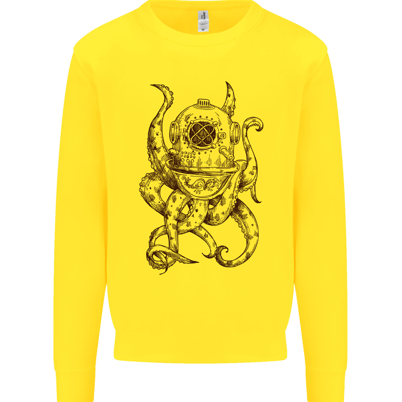 Steampunk Octopus Kraken Cthulhu Kids Sweatshirt Jumper Yellow