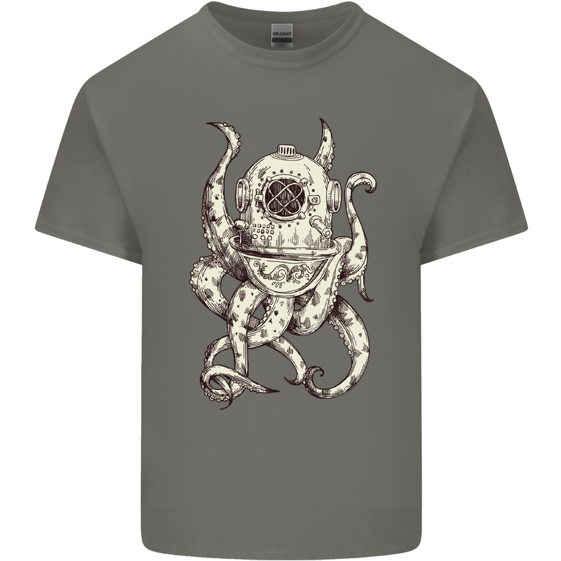 Steampunk Octopus Kraken Cthulhu Kids T-Shirt Childrens Charcoal
