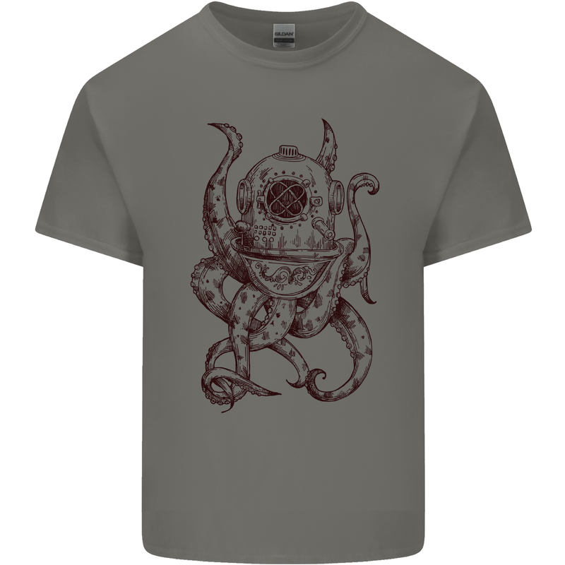 Steampunk Octopus Kraken Cthulhu Kids T-Shirt Childrens Charcoal
