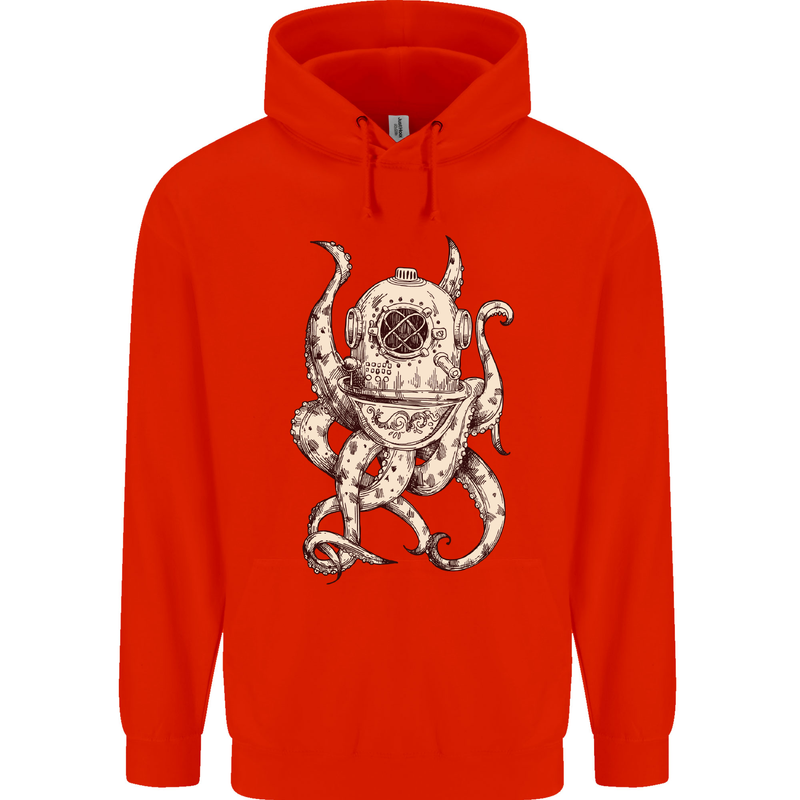 Steampunk Octopus Kraken Cthulhu Mens 80% Cotton Hoodie Bright Red
