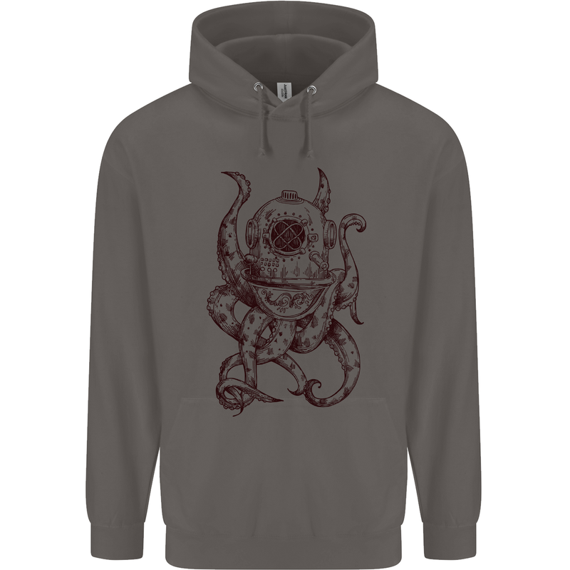 Steampunk Octopus Kraken Cthulhu Mens 80% Cotton Hoodie Charcoal