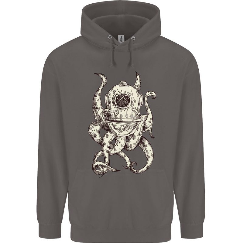 Steampunk Octopus Kraken Cthulhu Mens 80% Cotton Hoodie Charcoal