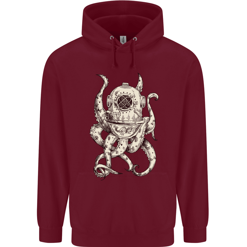 Steampunk Octopus Kraken Cthulhu Mens 80% Cotton Hoodie Maroon