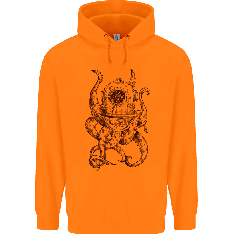 Steampunk Octopus Kraken Cthulhu Mens 80% Cotton Hoodie Orange