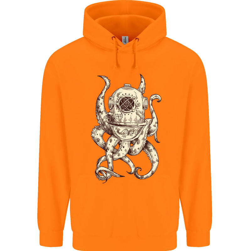 Steampunk Octopus Kraken Cthulhu Mens 80% Cotton Hoodie Orange
