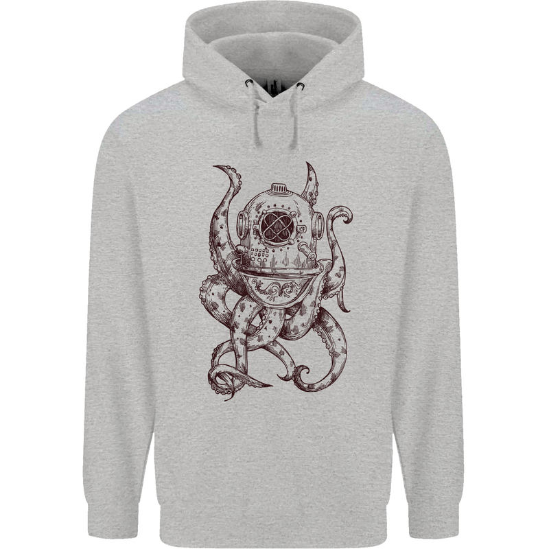 Steampunk Octopus Kraken Cthulhu Mens 80% Cotton Hoodie Sports Grey