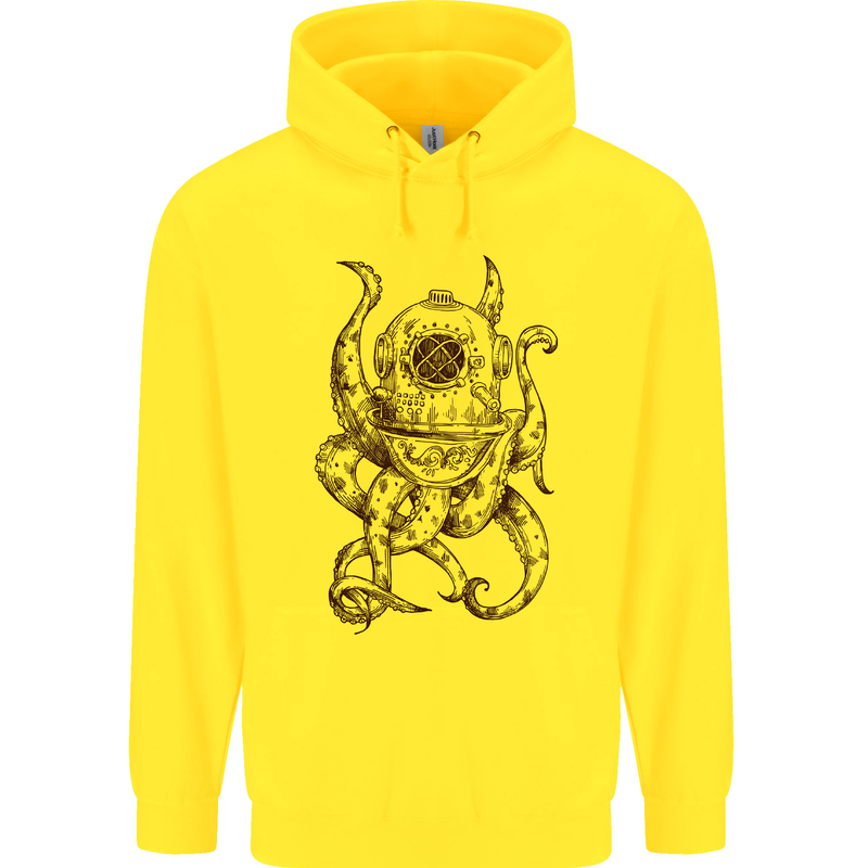 Steampunk Octopus Kraken Cthulhu Mens 80% Cotton Hoodie Yellow