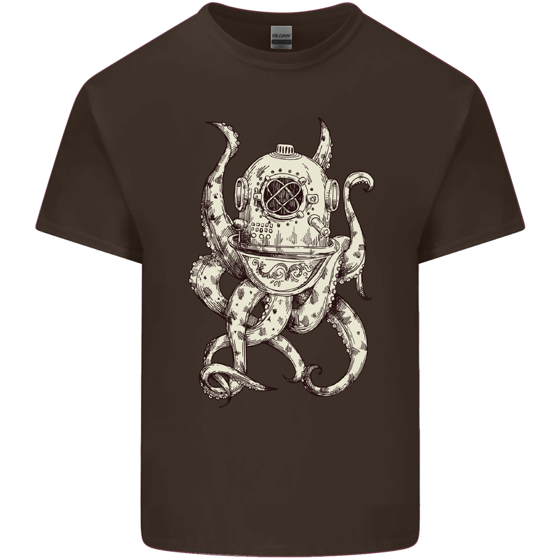 Steampunk Octopus Kraken Cthulhu Mens Cotton T-Shirt Tee Top Dark Chocolate