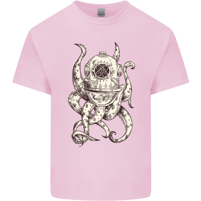 Steampunk Octopus Kraken Cthulhu Mens Cotton T-Shirt Tee Top Light Pink