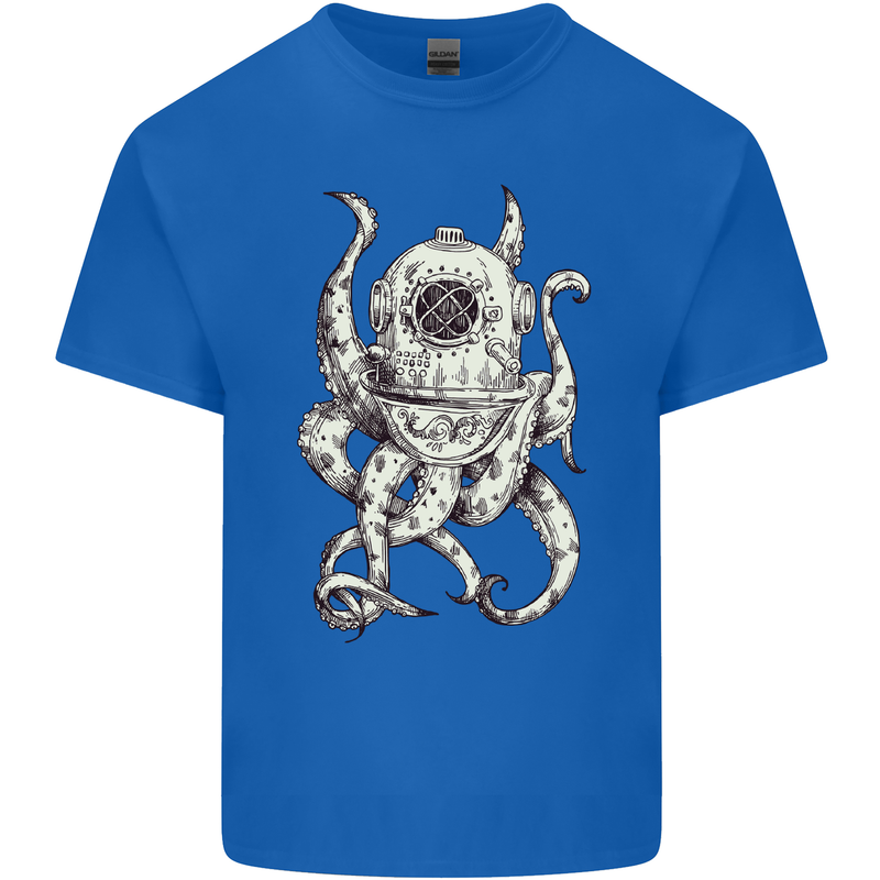 Steampunk Octopus Kraken Cthulhu Mens Cotton T-Shirt Tee Top Royal Blue