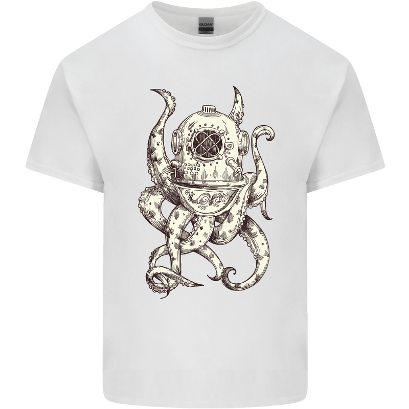 Steampunk Octopus Kraken Cthulhu Mens Cotton T-Shirt Tee Top White