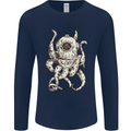 Steampunk Octopus Kraken Cthulhu Mens Long Sleeve T-Shirt Navy Blue