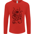 Steampunk Octopus Kraken Cthulhu Mens Long Sleeve T-Shirt Red
