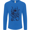 Steampunk Octopus Kraken Cthulhu Mens Long Sleeve T-Shirt Royal Blue