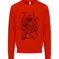 Steampunk Octopus Kraken Cthulhu Mens Sweatshirt Jumper Bright Red