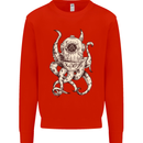 Steampunk Octopus Kraken Cthulhu Mens Sweatshirt Jumper Bright Red