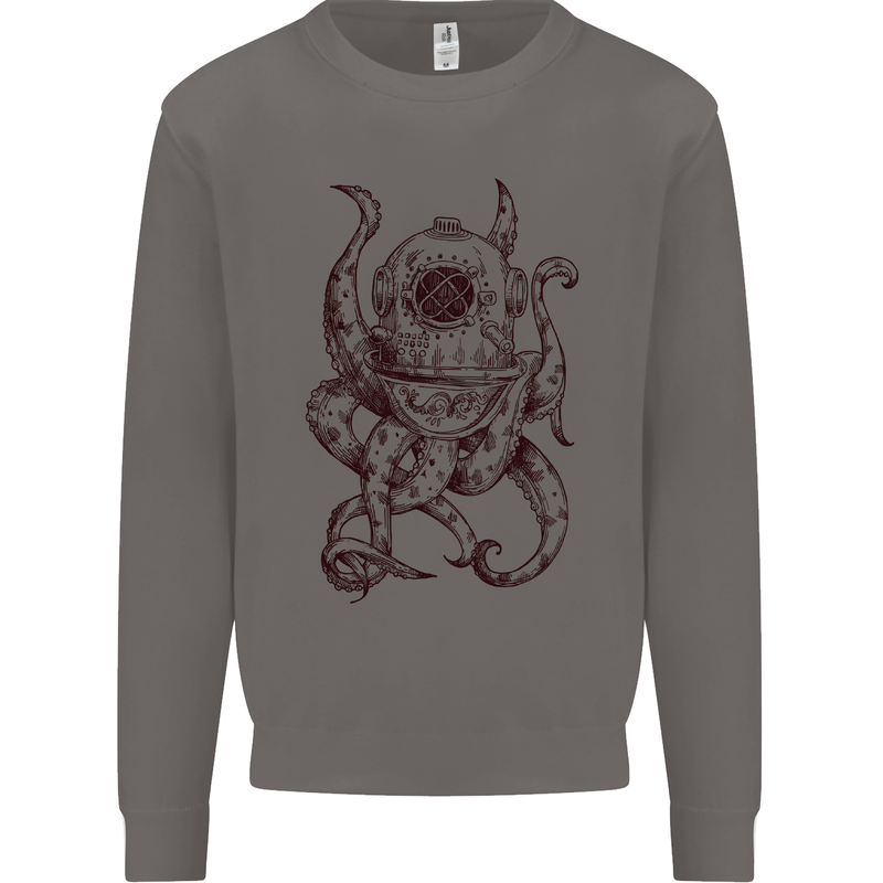 Steampunk Octopus Kraken Cthulhu Mens Sweatshirt Jumper Charcoal