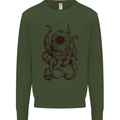 Steampunk Octopus Kraken Cthulhu Mens Sweatshirt Jumper Forest Green