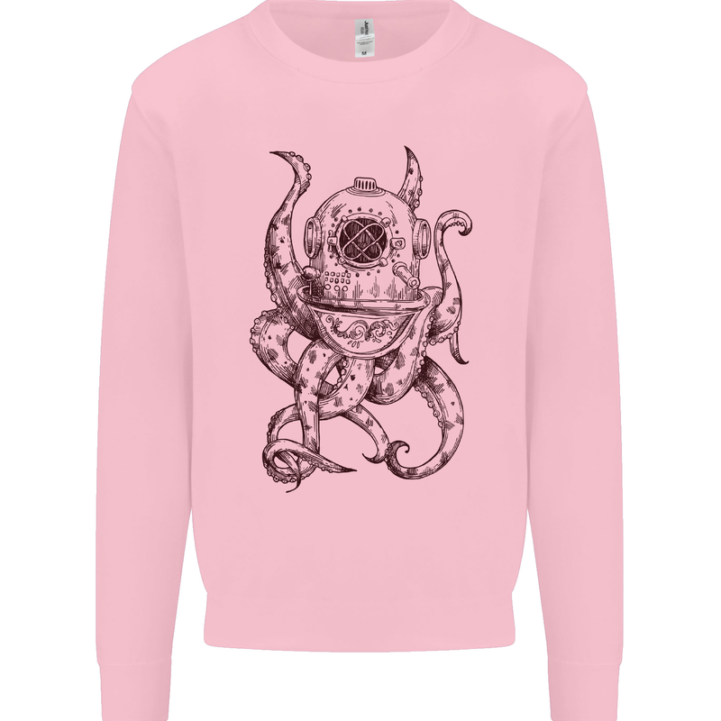 Steampunk Octopus Kraken Cthulhu Mens Sweatshirt Jumper Light Pink