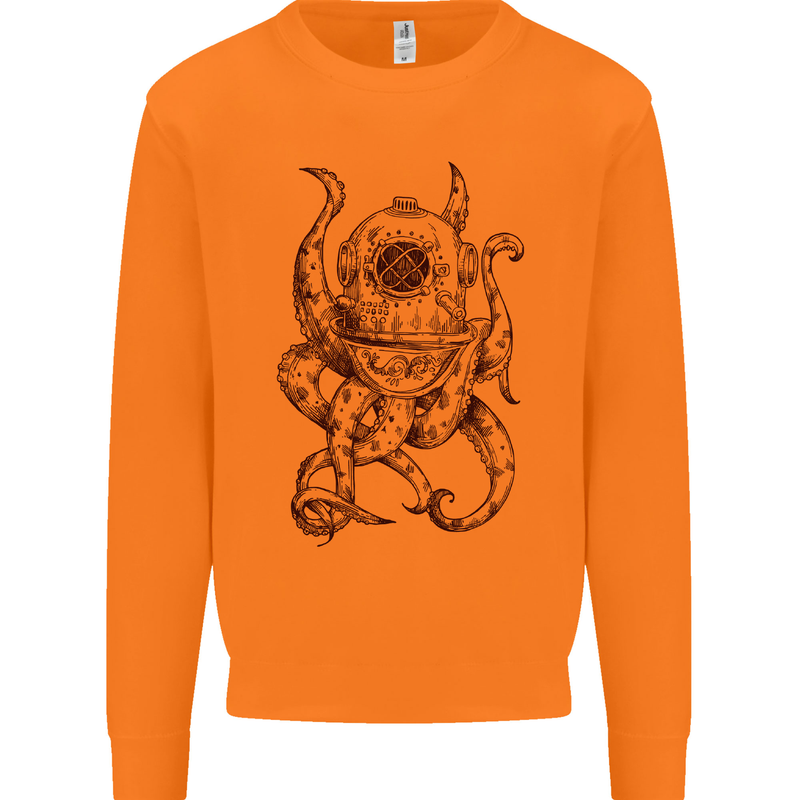 Steampunk Octopus Kraken Cthulhu Mens Sweatshirt Jumper Orange