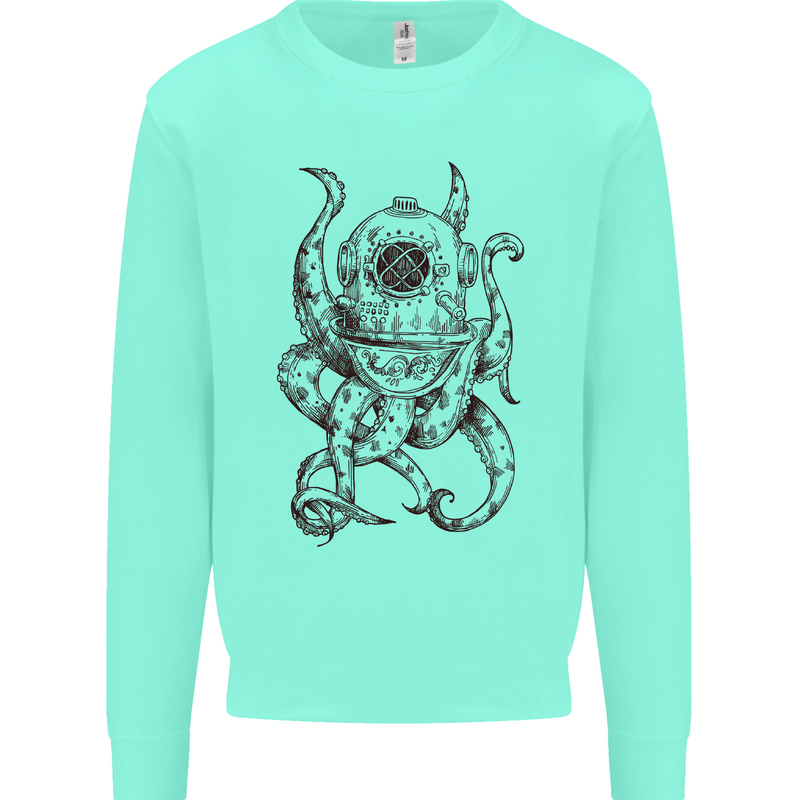 Steampunk Octopus Kraken Cthulhu Mens Sweatshirt Jumper Peppermint