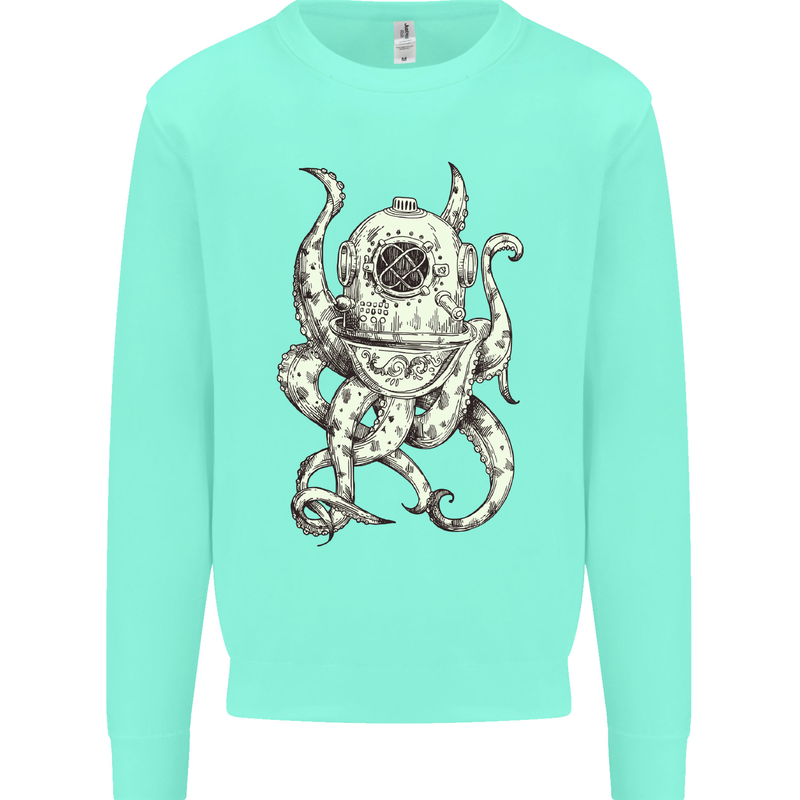 Steampunk Octopus Kraken Cthulhu Mens Sweatshirt Jumper Peppermint