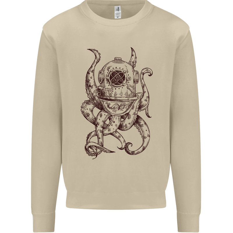 Steampunk Octopus Kraken Cthulhu Mens Sweatshirt Jumper Sand