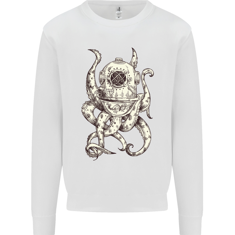 Steampunk Octopus Kraken Cthulhu Mens Sweatshirt Jumper White