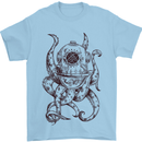 Steampunk Octopus Kraken Cthulhu Mens T-Shirt 100% Cotton Light Blue