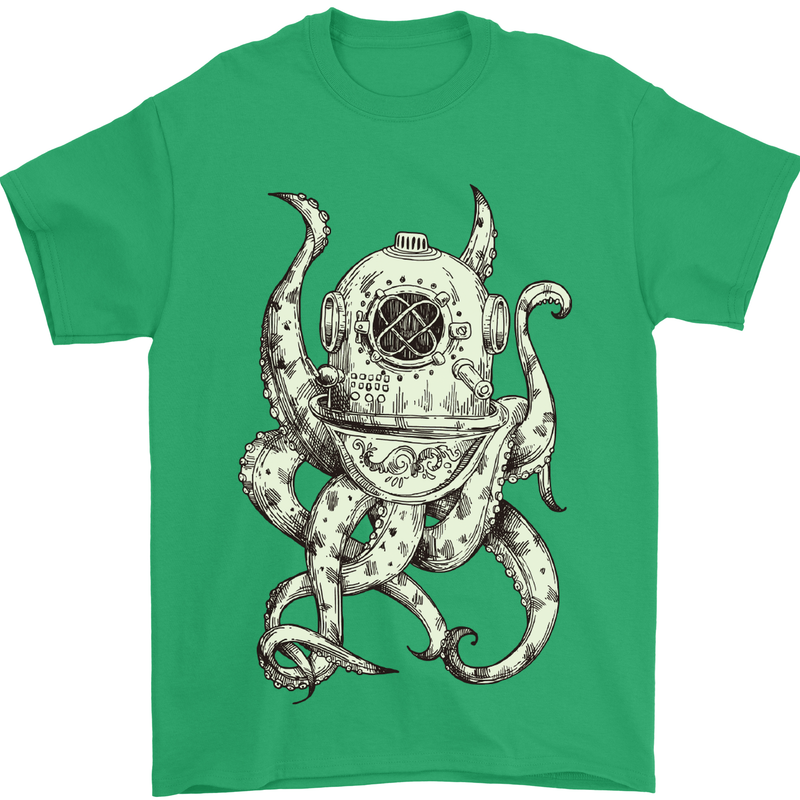 Steampunk Octopus Kraken Cthulhu Mens T-Shirt Cotton Gildan Irish Green