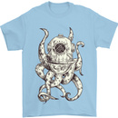 Steampunk Octopus Kraken Cthulhu Mens T-Shirt Cotton Gildan Light Blue