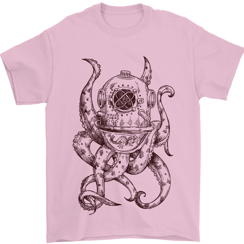 Steampunk Octopus Kraken Cthulhu Mens T-Shirt Cotton Gildan Light Pink