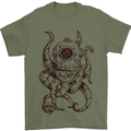 Steampunk Octopus Kraken Cthulhu Mens T-Shirt Cotton Gildan Military Green