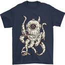 Steampunk Octopus Kraken Cthulhu Mens T-Shirt Cotton Gildan Navy Blue