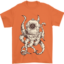 Steampunk Octopus Kraken Cthulhu Mens T-Shirt Cotton Gildan Orange