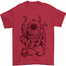 Steampunk Octopus Kraken Cthulhu Mens T-Shirt Cotton Gildan Red