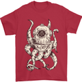 Steampunk Octopus Kraken Cthulhu Mens T-Shirt Cotton Gildan Red