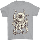 Steampunk Octopus Kraken Cthulhu Mens T-Shirt Cotton Gildan Sports Grey