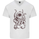 Steampunk Octopus Kraken Cthulhu Mens V-Neck Cotton T-Shirt White