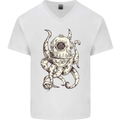 Steampunk Octopus Kraken Cthulhu Mens V-Neck Cotton T-Shirt White