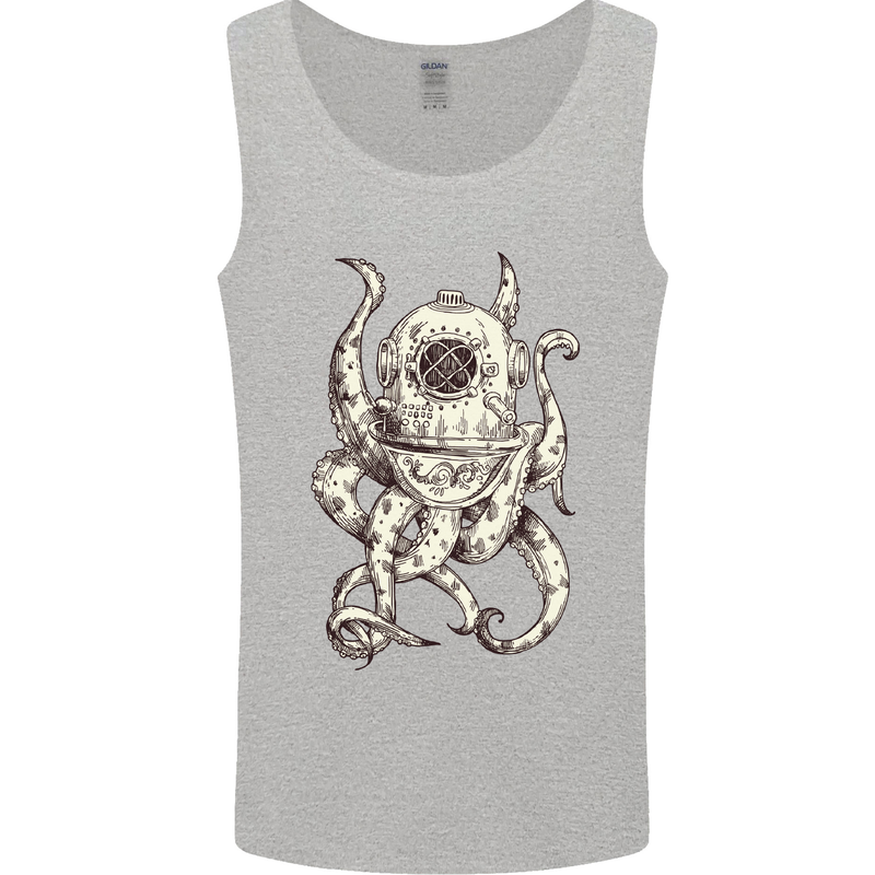 Steampunk Octopus Kraken Cthulhu Mens Vest Tank Top Sports Grey