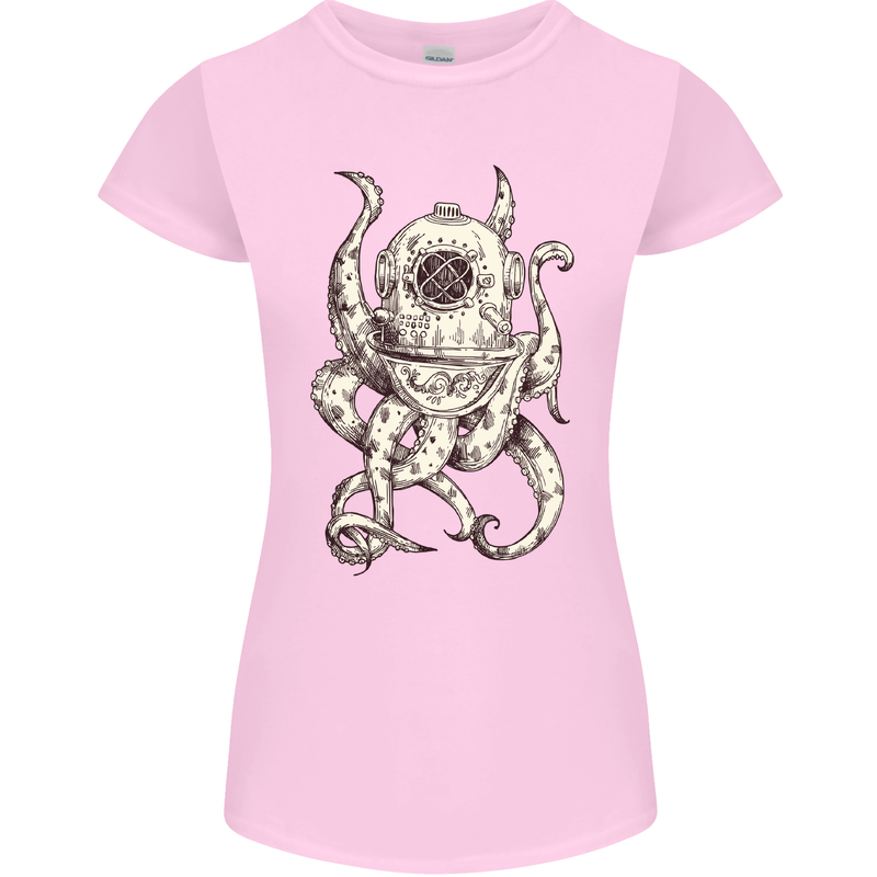 Steampunk Octopus Kraken Cthulhu Womens Petite Cut T-Shirt Light Pink